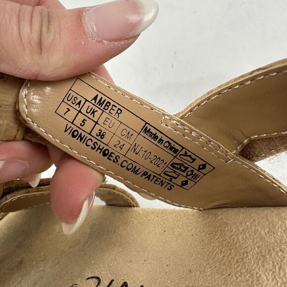 Vionic Amber Tan Brown Leather Strappy Sandals Sz 7 44AMBER/TVW1275 $89 - Picture 8 of 9